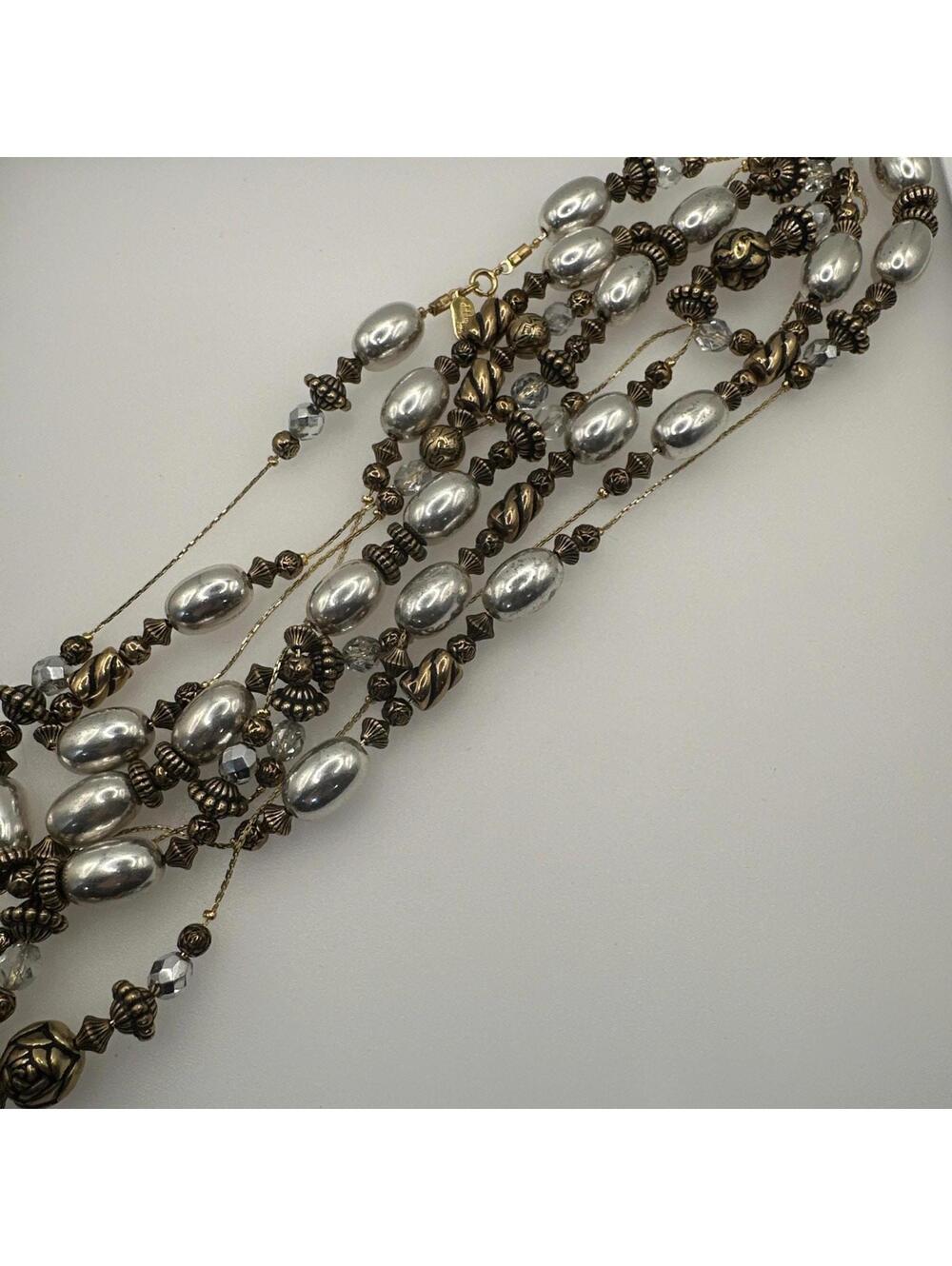 Dabby Reid Antiqued Silver and Gold-Tone And Crystal 92” Long Necklace